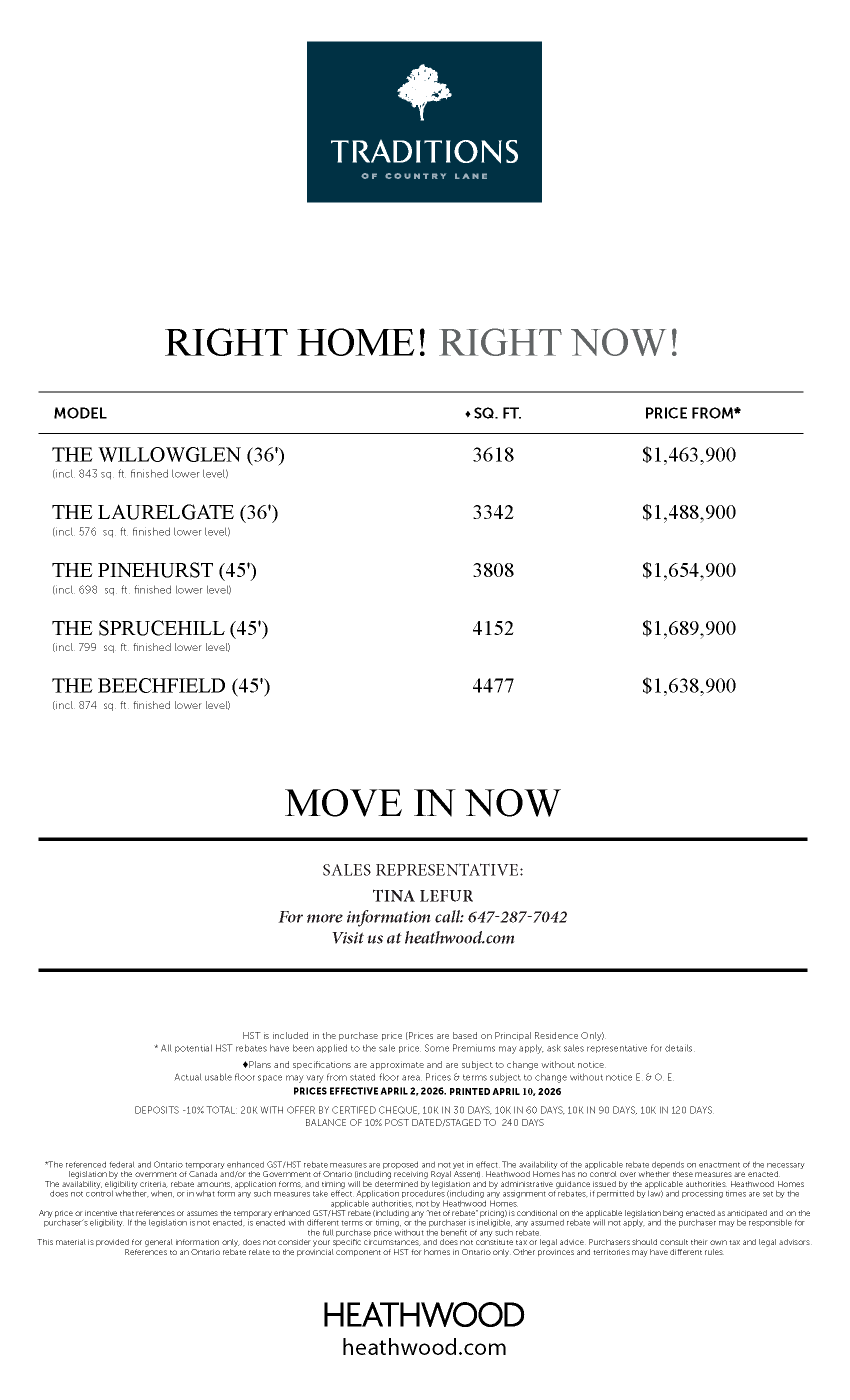 CTraditional Price List