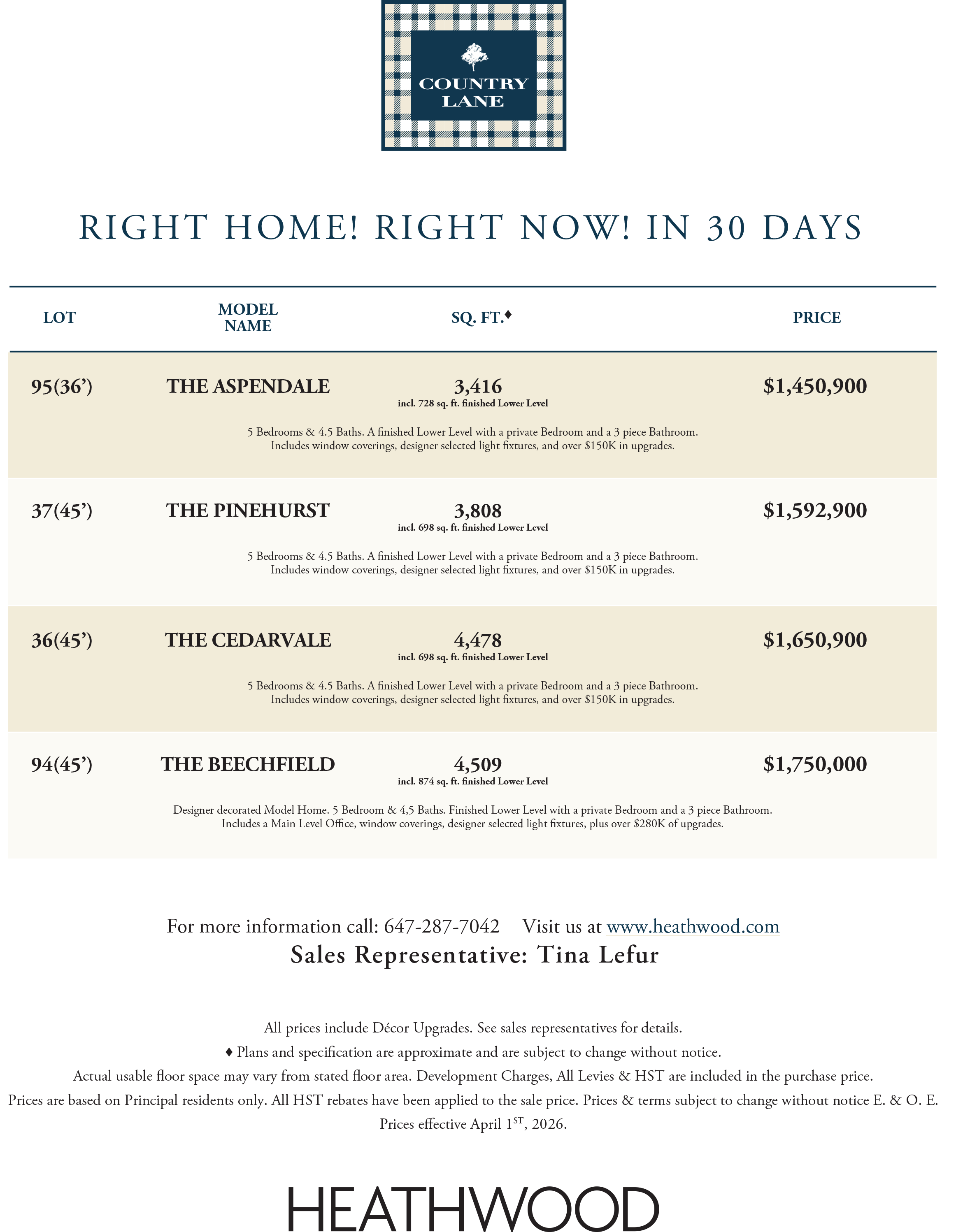 CTraditional Price List